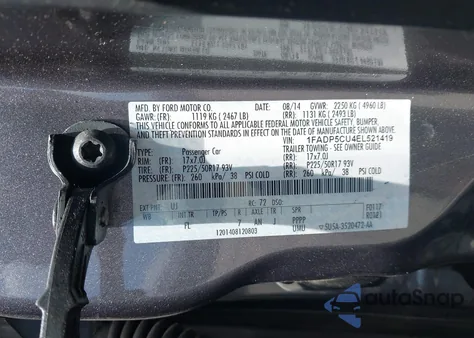 2014 Ford C-Max Energi Sel from USA, damaged, VIN 1FADP5CU4EL521419